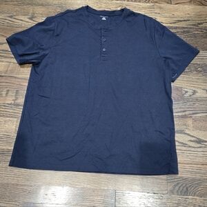 Saks Fifth Avenue Tee Mens XL Blue Blue Cotton Ultraluxe Henley Shirt